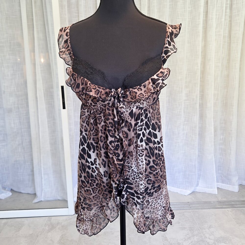 Apt. 9 Leopard Print Babydoll with Black Lace